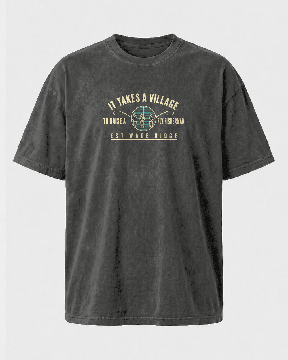 It Takes A Village washed tee — washed black, front