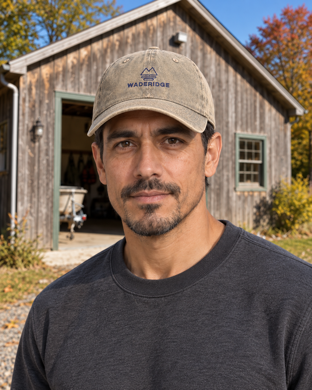 WadeRidge Logo Embroidered Hat — Beige — worn
