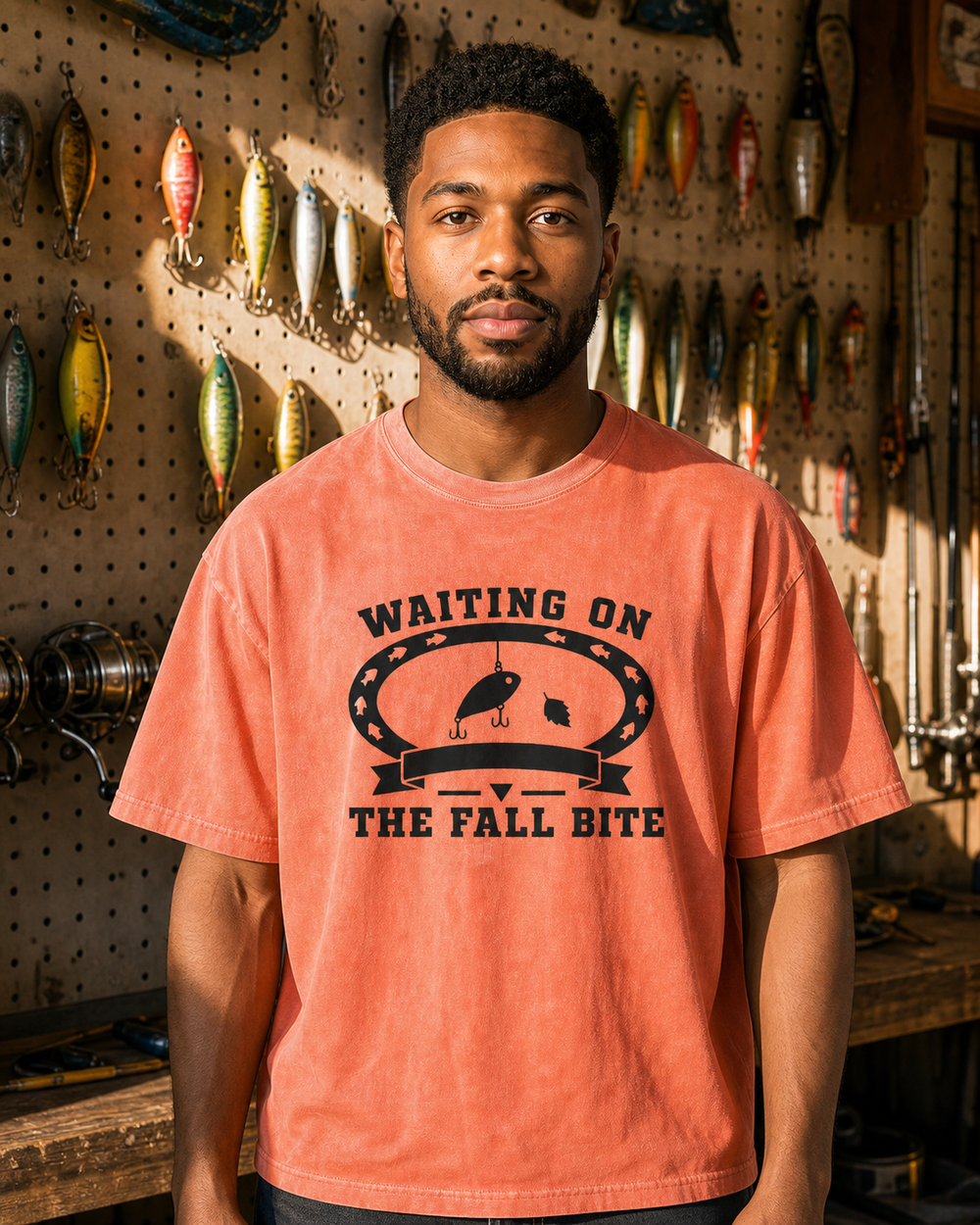 Waiting On The Fall Bite Heritage washed tee — worn, front