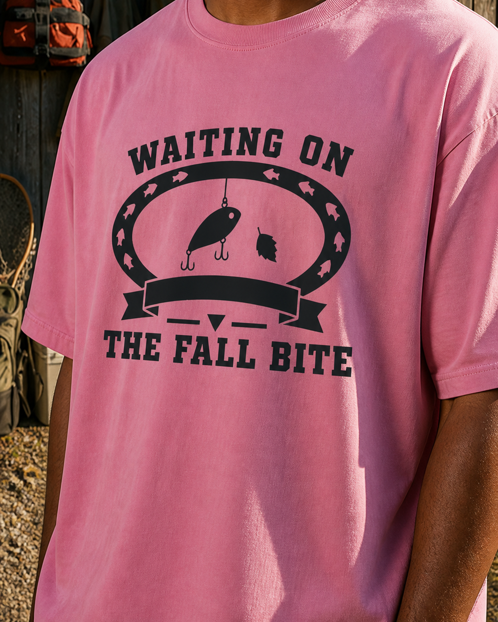 Waiting On The Fall Bite Heritage washed tee — worn, side