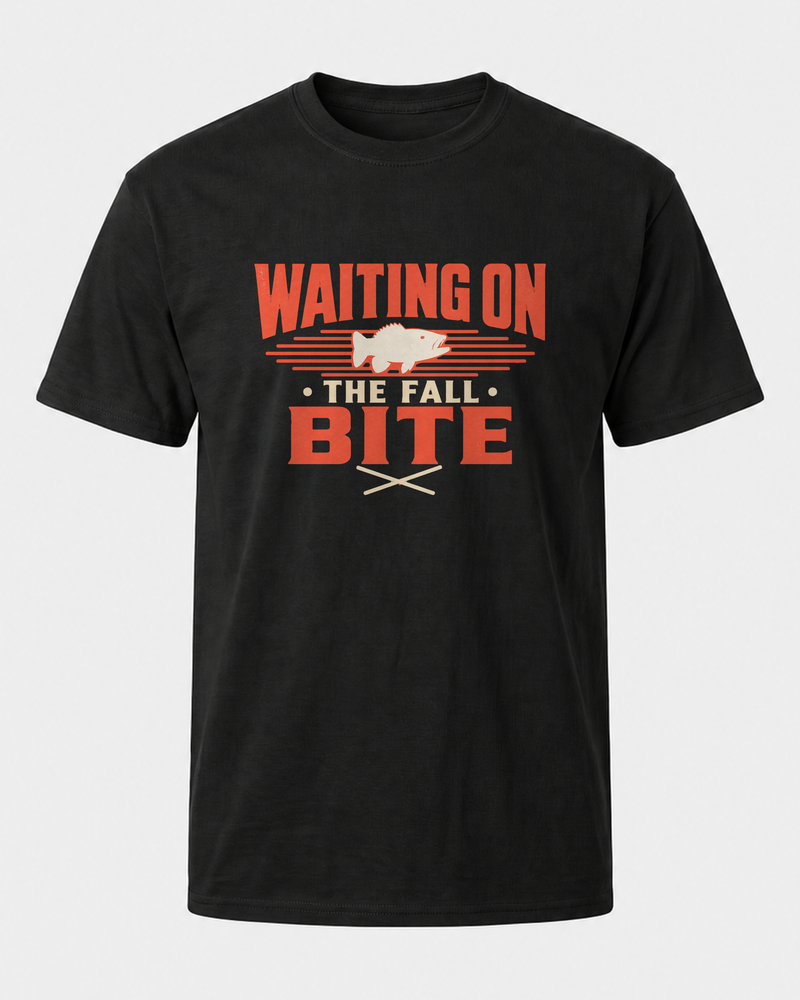 Waiting On The Fall Bite Two Tone tee — black, front