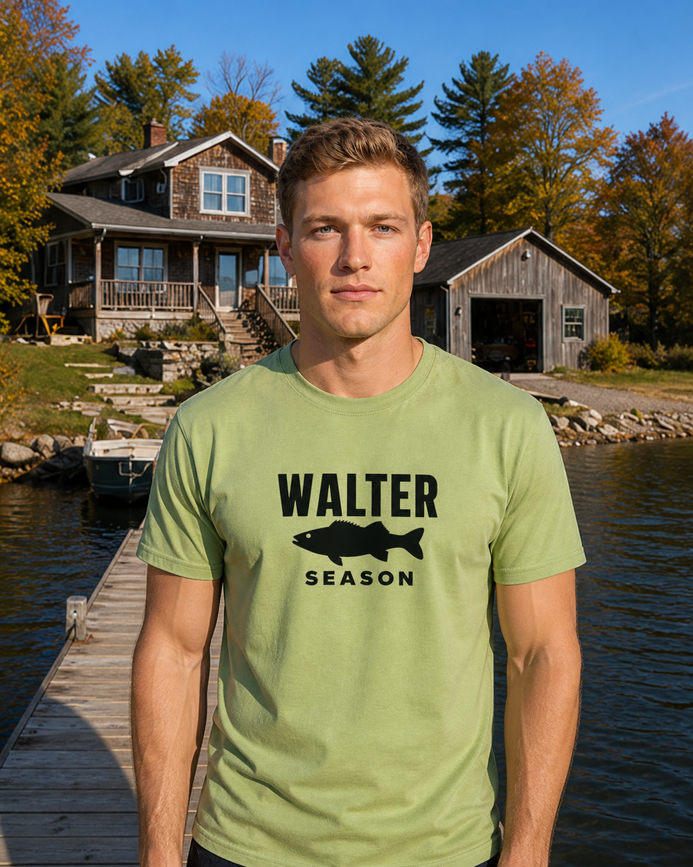 Walter Season Bold tee — kiwi, worn, front