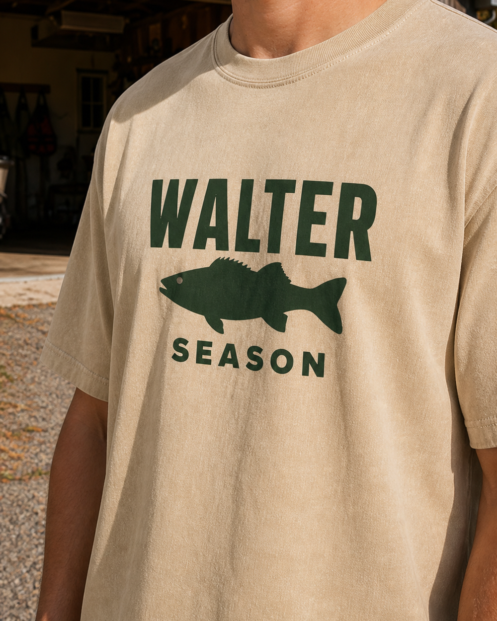 Walter Season Bold washed tee — washed bone, worn, side