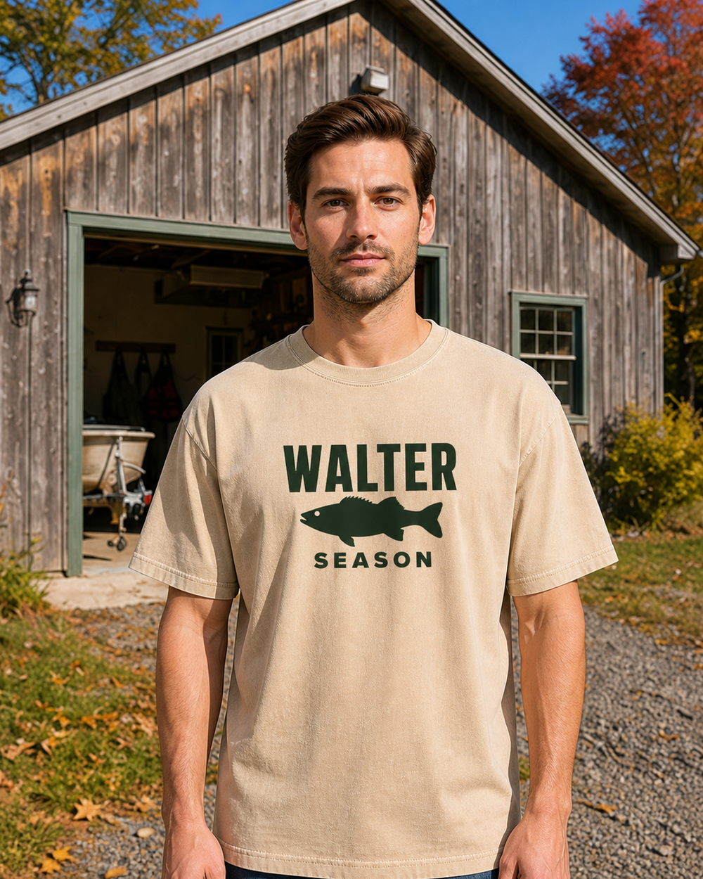 Walter Season Bold washed tee — washed bone, worn, front