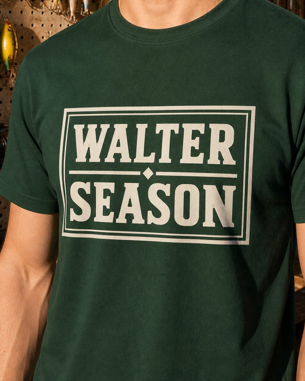 Walter Season tee — forest, worn, side