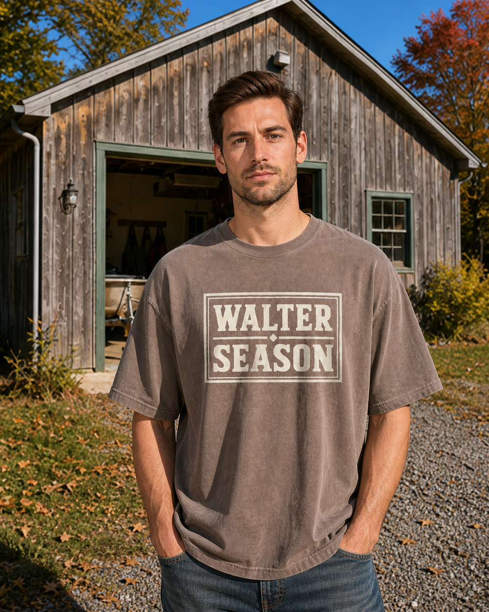 Walter Season washed tee — washed coffee, worn, front