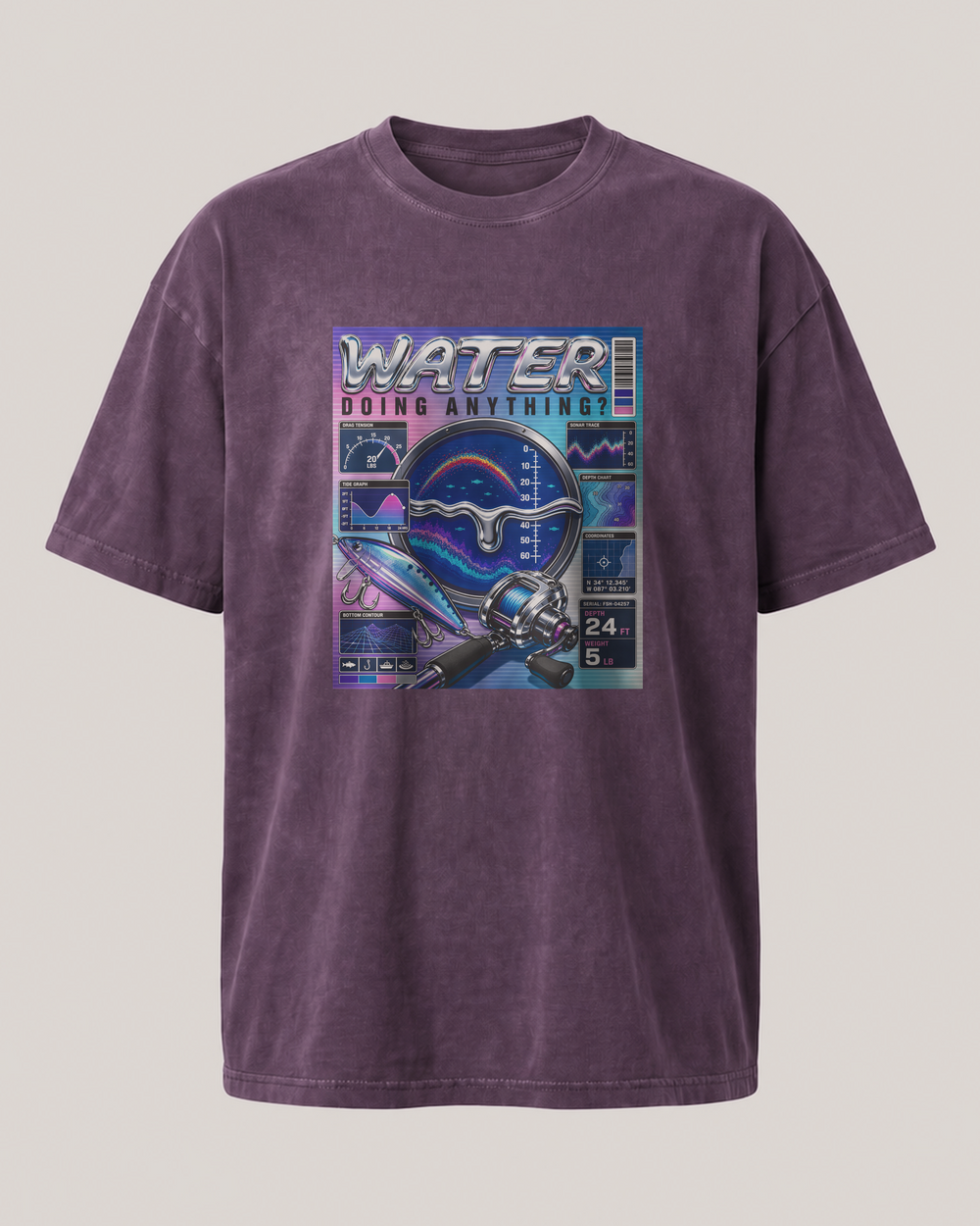 Water Doing Anything? washed tee — washed violet, front