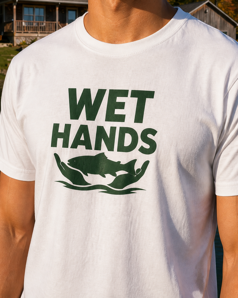 Wet Hands Bold tee — worn, side
