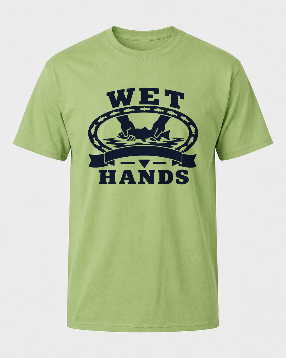 Wet Hands Heritage tee — kiwi, front