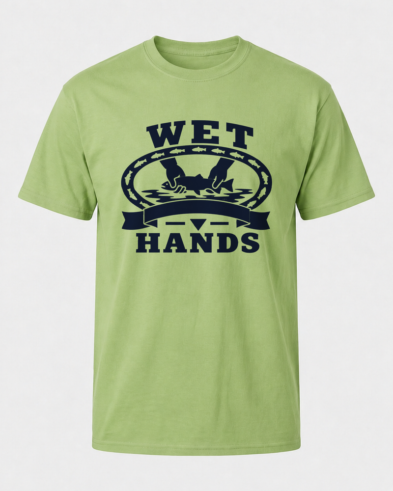 Wet Hands Heritage tee — kiwi, front