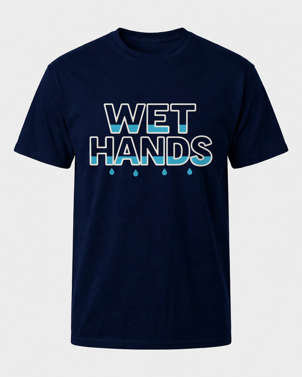 Wet Hands tee — navy, front