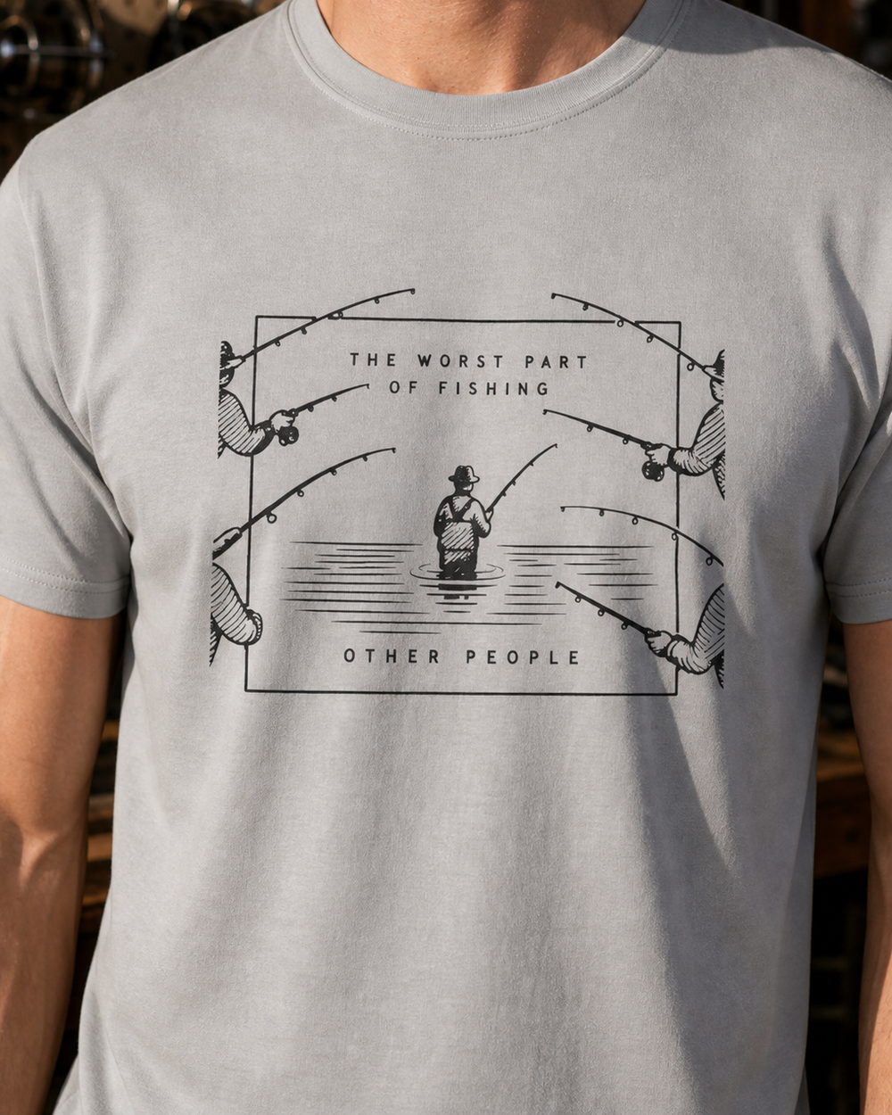 The Worst Part tee — sports grey, worn, side