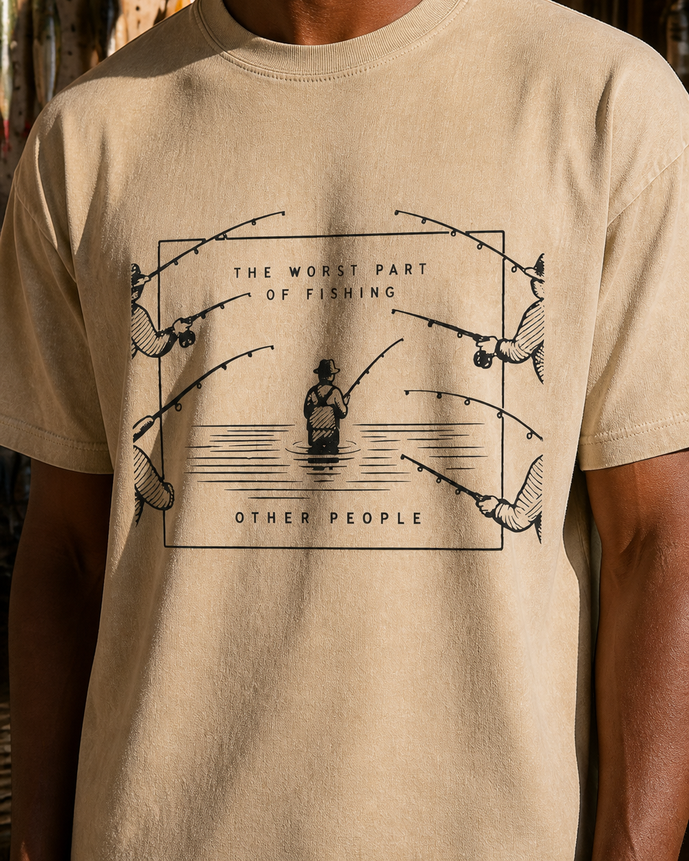 The Worst Part washed tee — washed bone, worn, side