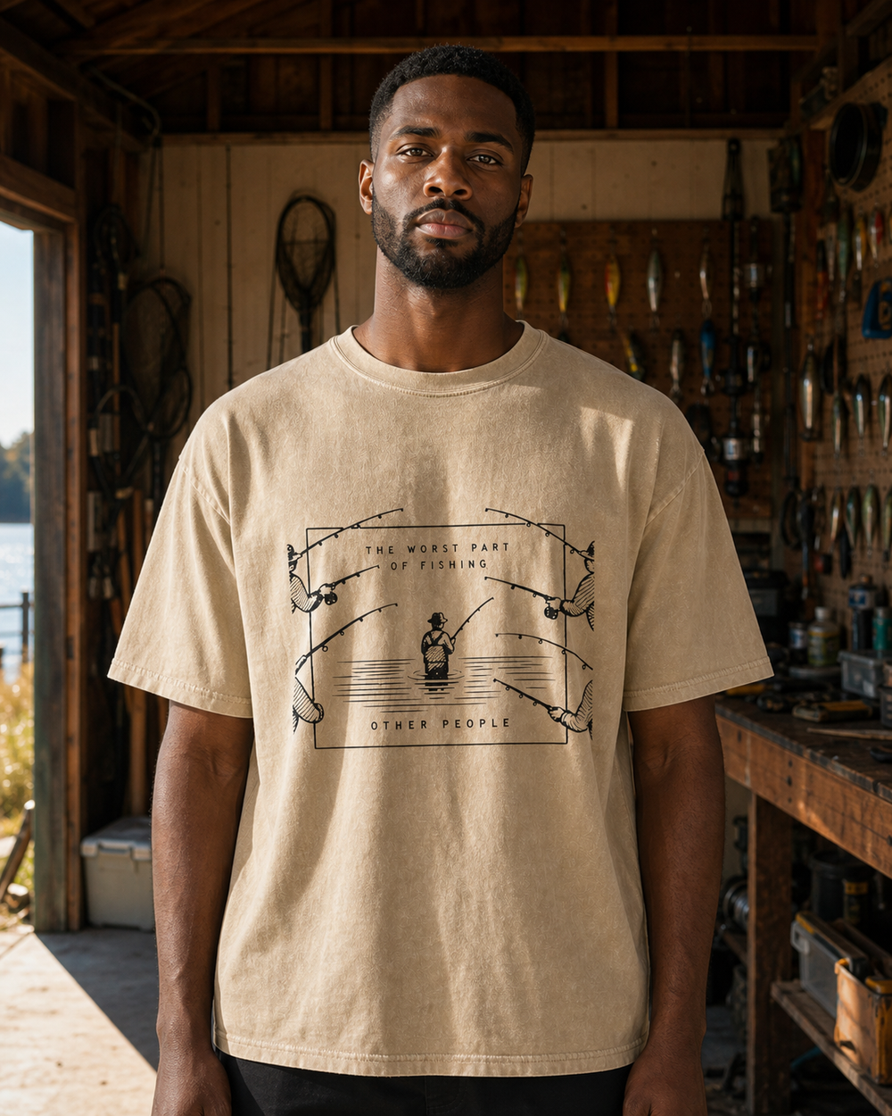 The Worst Part washed tee — washed bone, worn, front