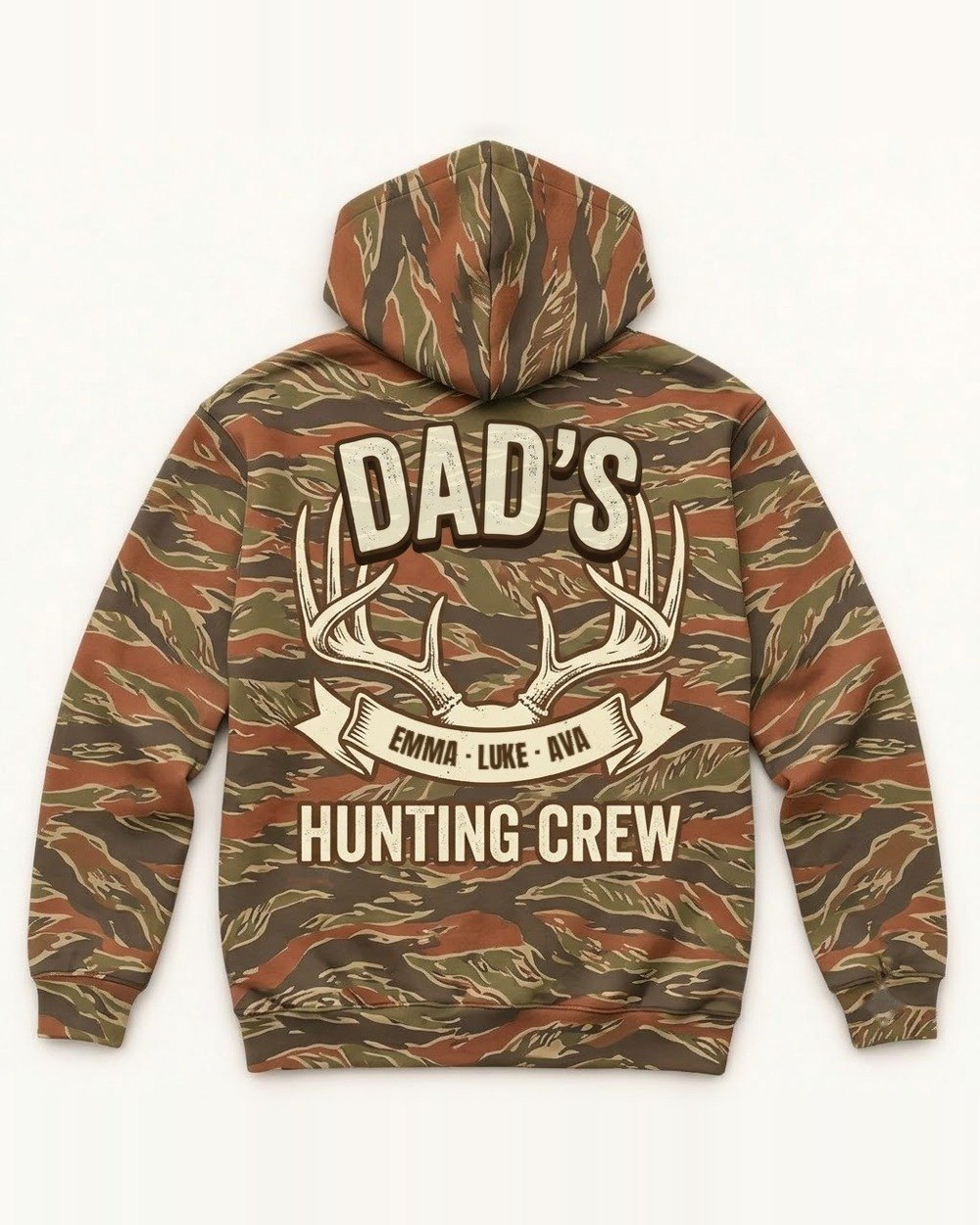 Antler Hunting Crew Custom Names All-Over Print Hoodie — personalized with your text