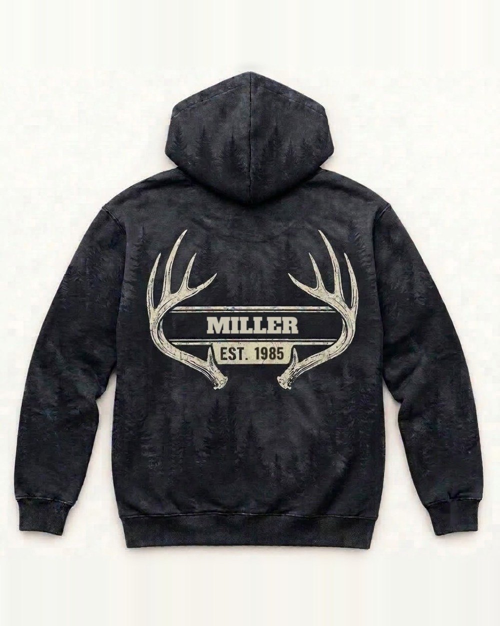 Antler Family Crest All-Over Print Hoodie — personalized with your text