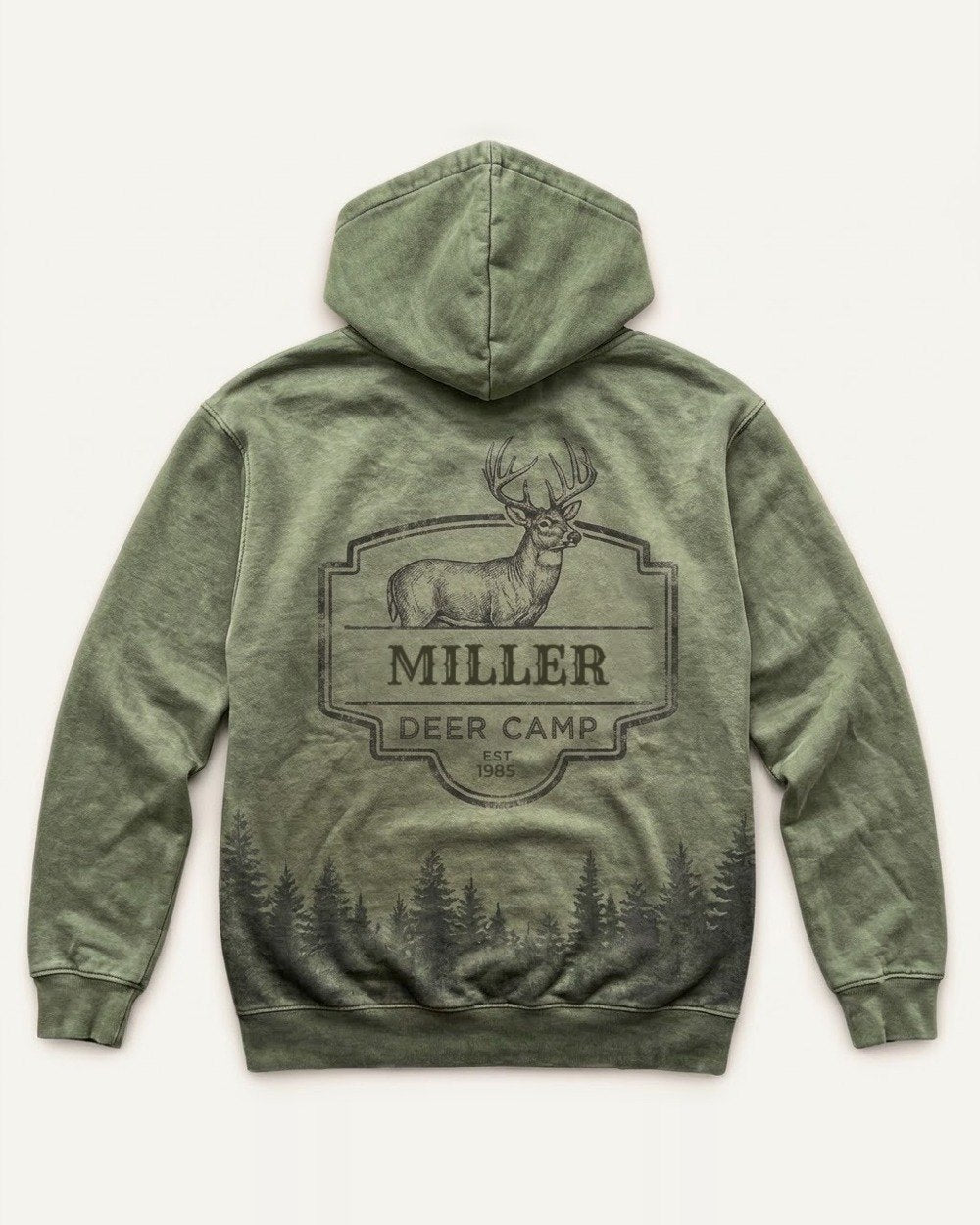 Family Deer Camp Custom All-Over Print Hoodie — personalized with your text