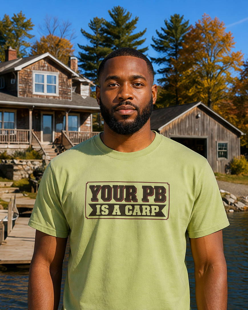 Your PB Is A Carp tee — kiwi, worn, front