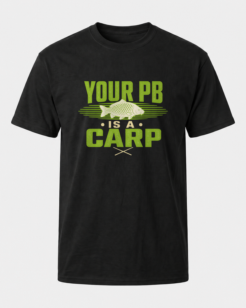 Your PB Is A Carp Two Tone tee — black, front