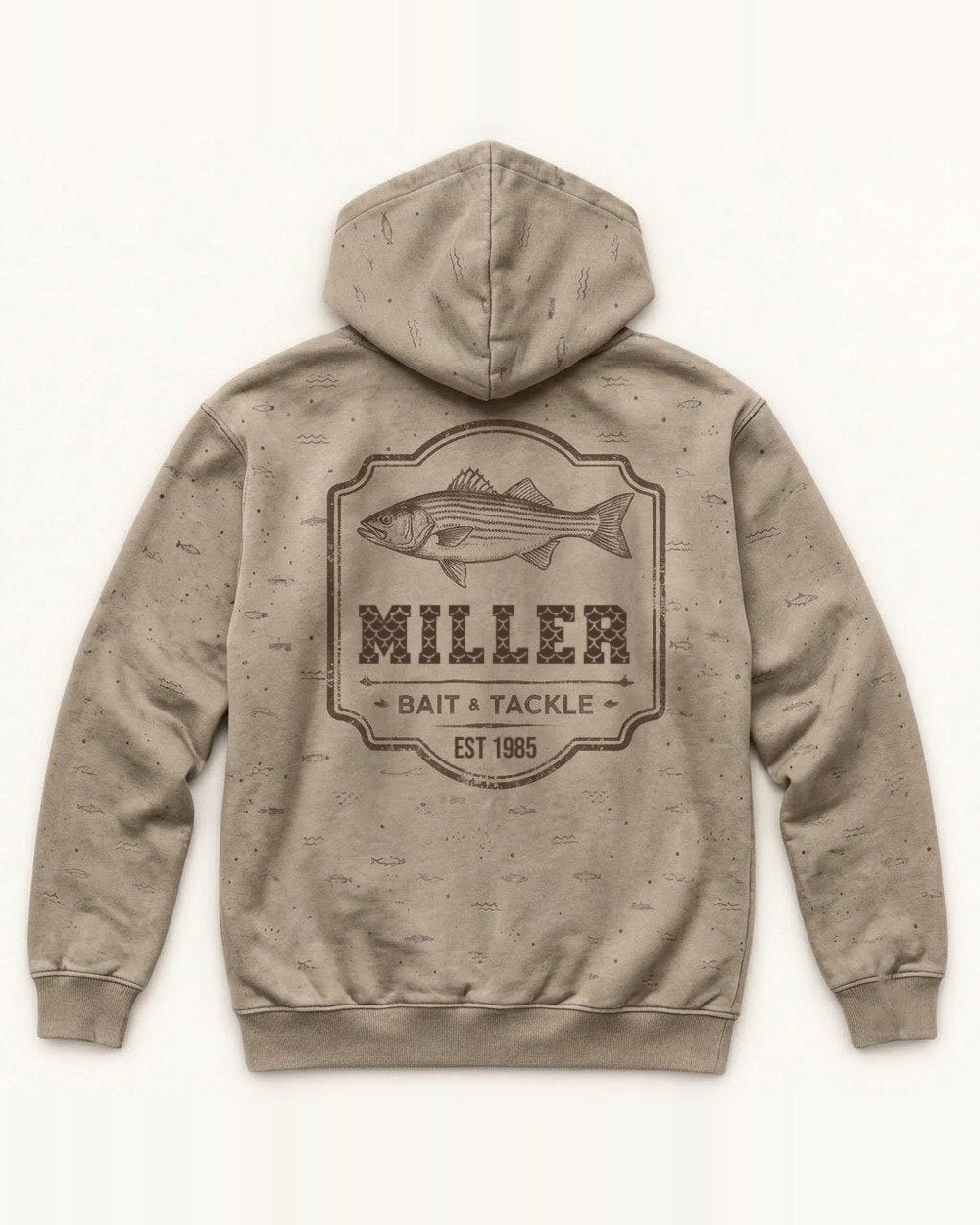 Family Bait & Tackle Custom All-Over Print Hoodie — personalized with your text