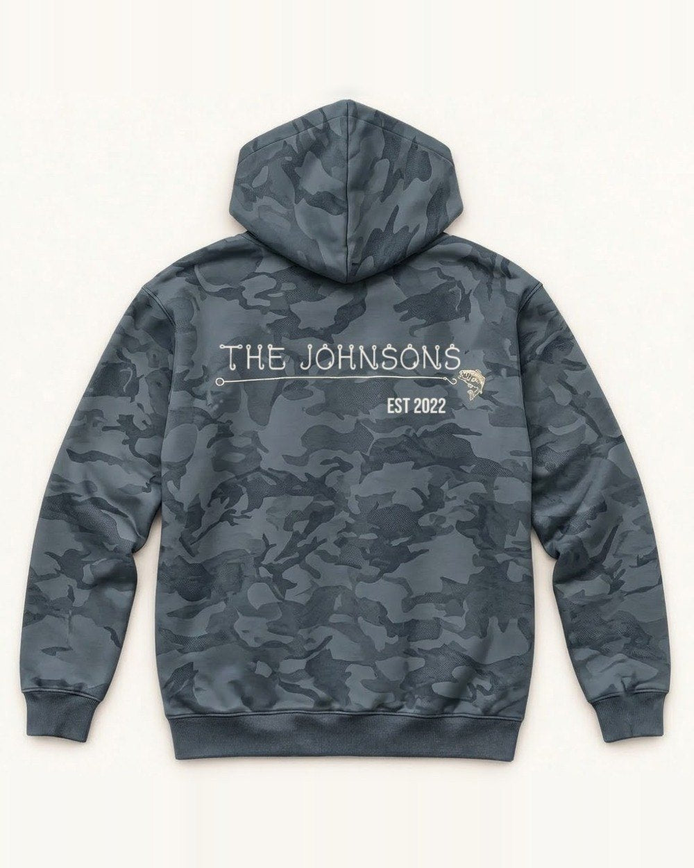 Hook & Line Family Custom All-Over Print Hoodie — personalized with your text